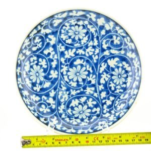 Chinese Export Porcelain Plate Blue White Canton Flower Blossom Scrolls Late 20C