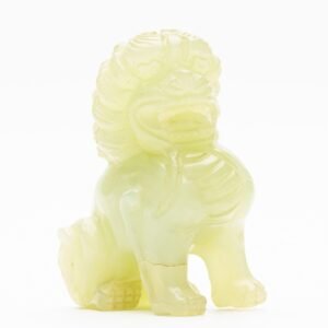 Chinese Jade Pale Green Foo Lion Dog Figurine Canton Seated Carving Late 20C