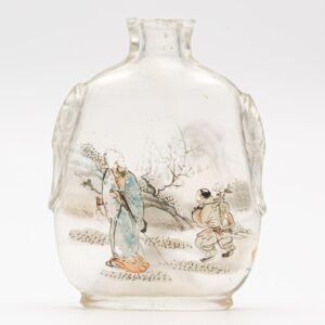 Chinese Snuff Bottle Meng Haoran Prunus Tree Peking Glass Translucent 20th C