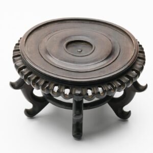 Chinese Carved Wood Stand for Vase Legged Round Pierced Late Qing Period 19C