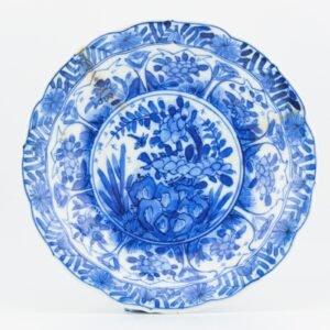 Japanese Porcelain Meiji Marked Saucer Blue White Peony Arita Period 19th C