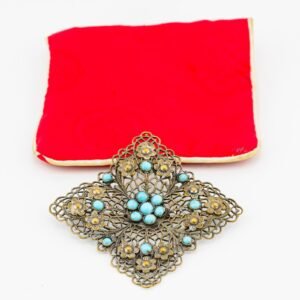 Chinese Brooch Kingfisher White Metal Finial Qing Late Republic 19th to 20th C