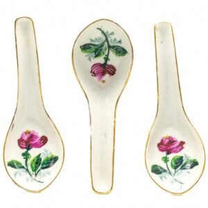 Chinese Porcelain Republic Spoons Famille Rose Enamel Gilt Period 20th Century
