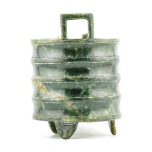 Chinese Jade Incense Burner Tripod Archaistic Green Spinach Handle 20th C