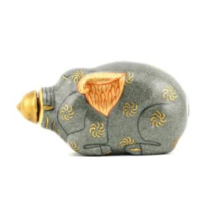Chinese Porcelain Snuff Bottle Elephant Gilt Cover Figurine Rose Mark 20th C