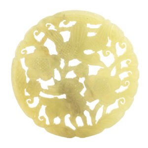 Chinese Jade Russet White Carved Auspicious Object Reticulated Pendant 20th C