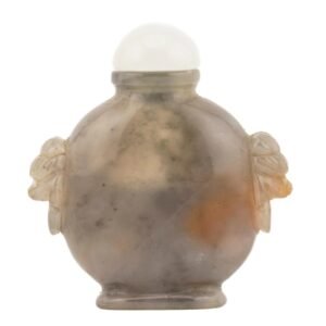 Chinese Agate Snuff Bottle Carved Auspicious Bat Beast Hand Qing Republic 20th C