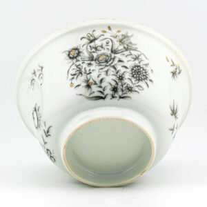 Chinese Qianlong Grisaille Porcelain Gilt Bowl Flower Bouquet Export Qing 18th C