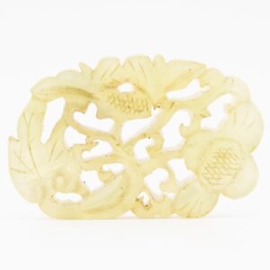 Chinese Jade Russet Green Carved Flower Scrolls Reticulated Mid Late 20th C
