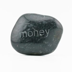 Glossy Black Stone Fortunate Money Engraved Spiritual Courage Object 20th C