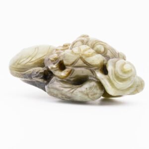 Chinese Jade Russet Green Carved Foo Lion Animal Figurine Qing Republic 20th C