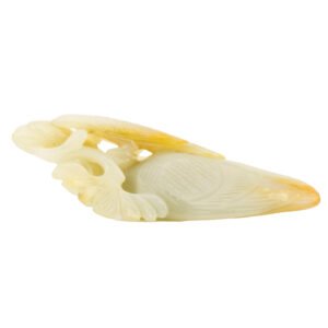 Chinese Jade Russet White Carved Eagle on Rock Qing Dynasty Late 19th C