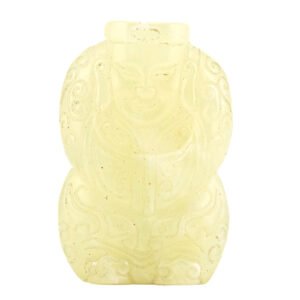 Chinese Jade Carving Figurine Double Gourd Lingzhi Ruyi Head Qing 20th Century