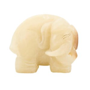 Chinese Jade Russet White Carved Elephant Figurine Qing Dynasty Late 19th C