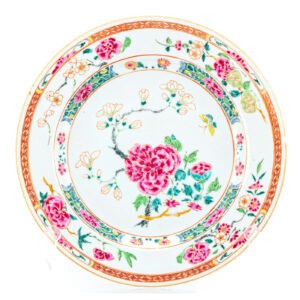 Chinese Porcelain Plate Qianlong Famille Rose Light Lime Enamel Gilt Qing 18th C