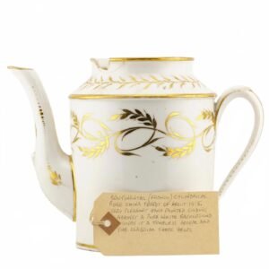 France Porcelain Teapot Paris White Gilt Scroll Flower French Revolution 19th C