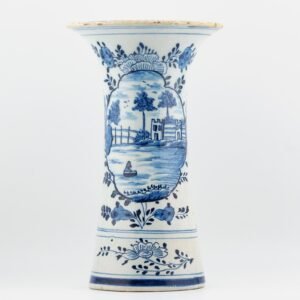 Dutch Delftware Vase Porcelain Cobalt Blue White Floral Netherland Period 18th C