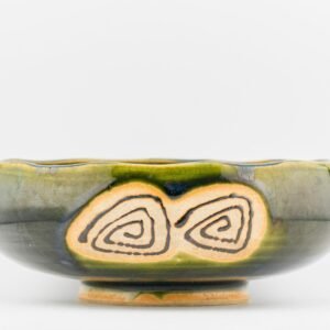 Japanese Stoneware Studio Bowl Green Impressed Mark Mingei Taishō–Shōwa 20th C