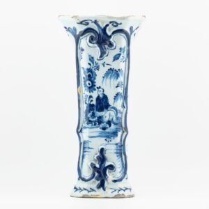 Dutch Delftware Vase Porcelain Cobalt Blue White Floral Netherland Period 18th C