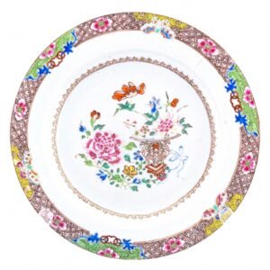 Chinese Porcelain Plate Famille Rose Gilt Bat Butterflies Yongzheng Period 18thC