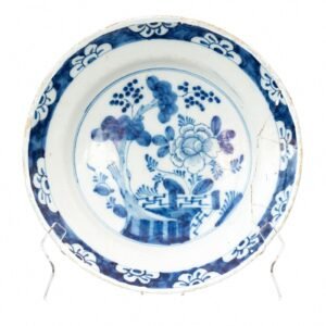 England Delftware Plate Blue White Pearlware Porcelain Cobalt Early Period 18thC