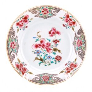 Chinese Yongzheng Porcelain Plate Famille Rose Gilt Peony  Qing Period 18thC