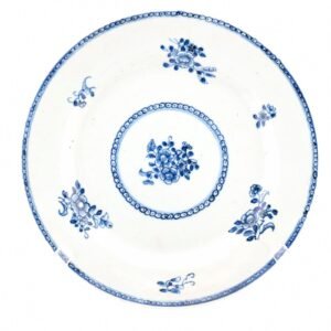 Chinese Qianlong Porcelain Plate Blue White Flower Peony Qing Period 18th C.
