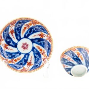 Chinese Porcelain Cup Saucer Iron Red Gilt Blue Queen Charlotte Qianlong 18th C