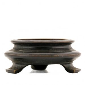 Chinese Carved Wood Stand for Vase Tripod Legged Circle Late Qing Republic 20thC
