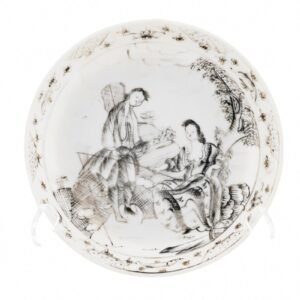 Chinese Grisaille Porcelain Saucer European Aqua Jacopo Amigoni Qianlong 18th C