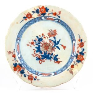 Chinese Porcelain Peony Plate Imari Gilt Brown Rim Qing Kangxi Period 18th C