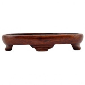 Chinese Carved Wood Stand for Jade Brown Flat Panel Feet Qing 20th Century
