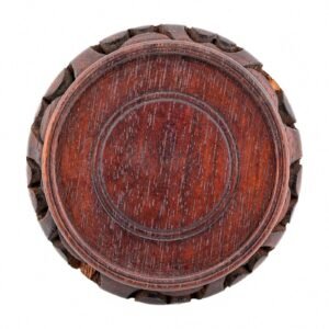 Chinese Carved Wood Legged Stand Lotus Scroll Circle Qing Republic 20th Century