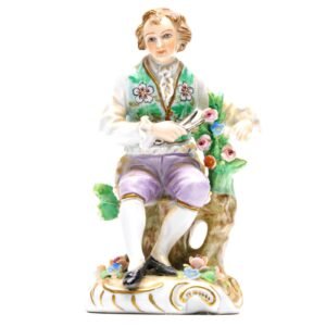 German Carl Thieme Dresden Porcelain Figurine of Noble Gent in Love Mark 1870’s