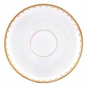 Denmark Royal Copenhagen Porcelain Saucer Gilt Arc Border Blue Wave Mark c.1890