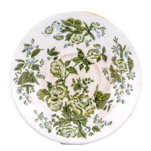 England Spode Porcelain Saucer Green Transferware Regency Marked 19th Century