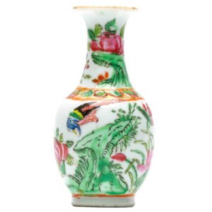 Chinese Porcelain Vase Blue White Miniature Beast Handles Lotus Qing Guangxu 19C