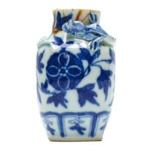 Chinese Porcelain Vase Blue White Chilong Dragon Neck Qing Guangxu Dynasty 19C