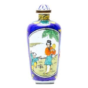 Chinese Copper Enamel Painted Famille Rose Snuff Bottle Scenic Figures Lady 20C