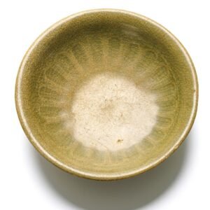 Vietnamese Celadon Shallow Bowl Molded Lotus Petals Ex Christie's Ly Dynasty 13C