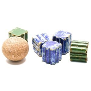 Victorian Pottery Five Stones Game Set Glazed Ceramic Knucklebones Balls 19th C