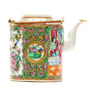 Chinese Porcelain Teapot Gilt Canton Mandarin Rose Medallion Qing Court 19th C