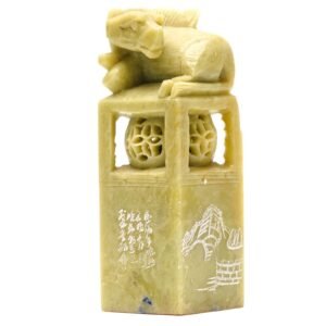 Chinese Hardstone Seal Scholar Pillar Ball Horse Finial Script Characters 20th C