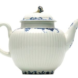 England Worcester Porcelain Teapot Cobalt Blue White Crescent Mark Dr Wall 18C