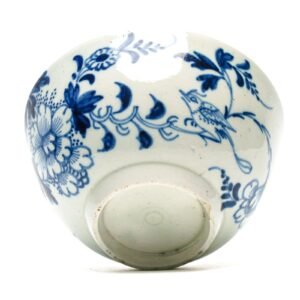 English Liverpool Philip Christian Porcelain Bowl Bird on Branch Blue White 18C