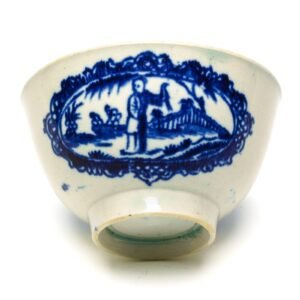 English Pennington Liverpool Falconer Porcelain Bowl Cobalt Blue White 18th C