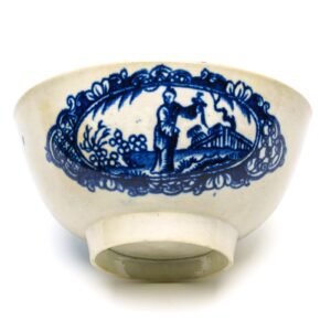 English Pennington Liverpool Falconer Porcelain Bowl Cobalt Blue White 18th C
