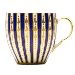 English Worcester Porcelain Tea Cup Cobalt Blue White Gilt Arrow Pattern 18th C