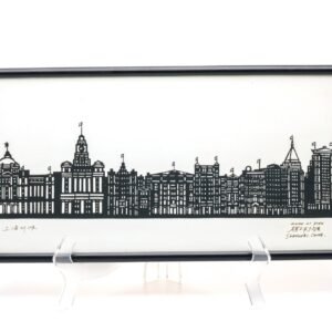 Zhao Zi Ping Shanghai Bund Chinese Papercut Skyline Art Signed Framed 20th C