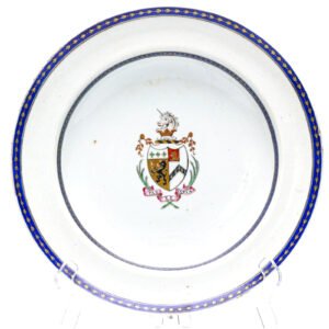 Chinese Armorial Porcelain Plate Arms Samler impaling Shaw Qing Blue Gilt C1795
